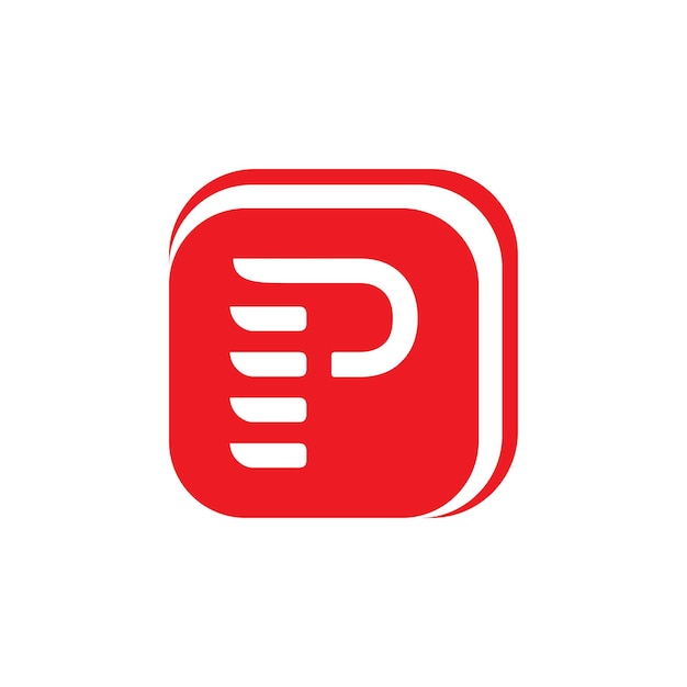 Letter p icoon met rood modern vierkant