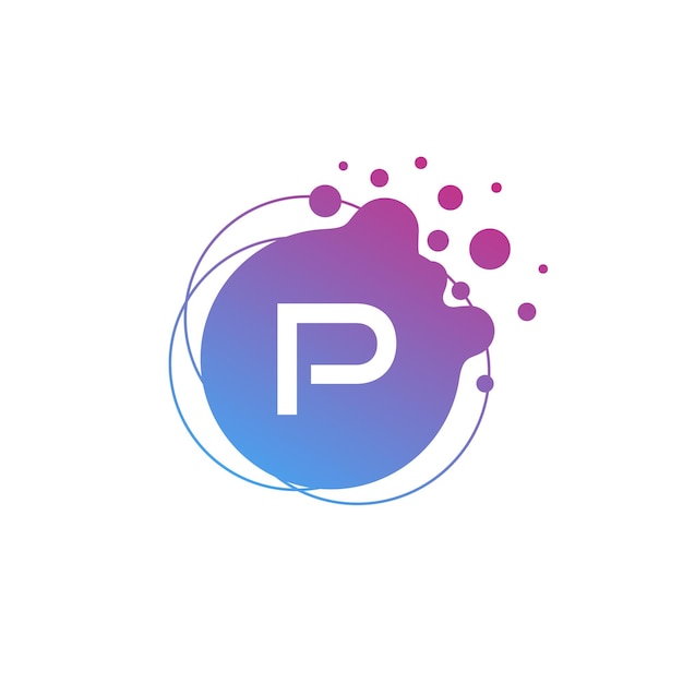 Шаблон логотипа letter p initial liquid bubble modern