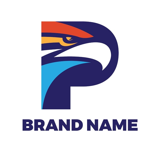 Letter P initial logo with eagle head vector template