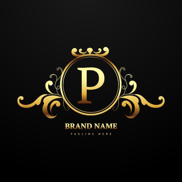 Letter p logo concept for royal brand