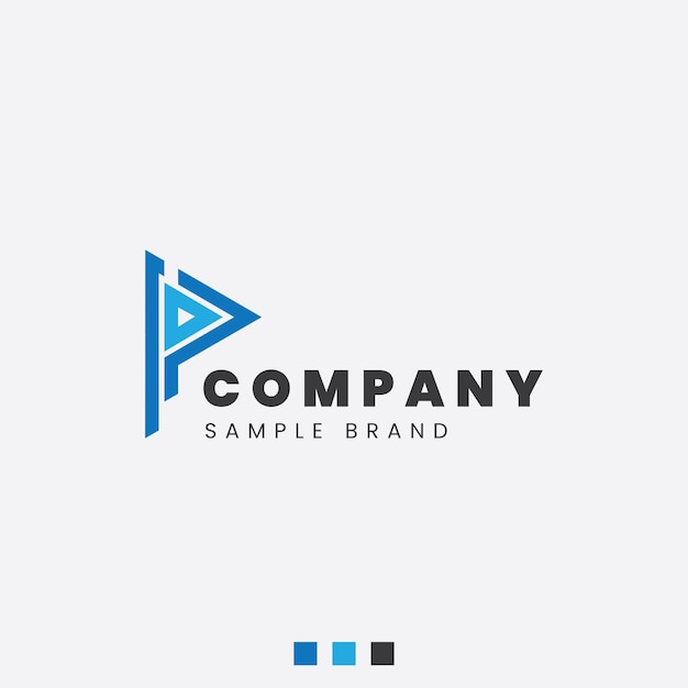 Letter P logo design in abstract geometric triangle