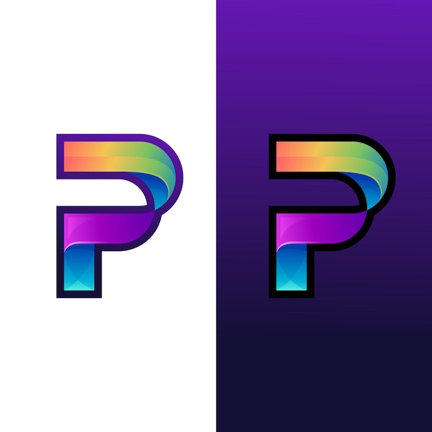 Letter P logo design colorful modern icon template