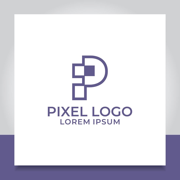 Letter p logo design data pixel connect technology