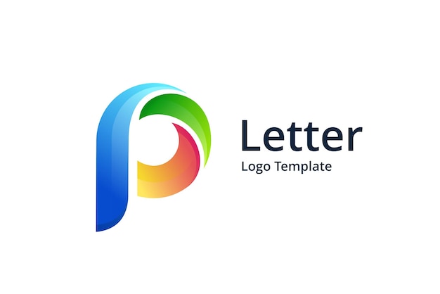 Vector letter p logo design with colorful style