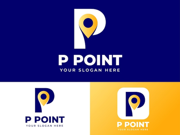 Letter P logo design with gold point element for business identity