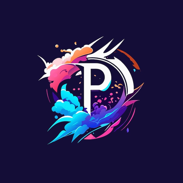 文字 P ロゴとフラット デザイン p ロゴのテンプレート