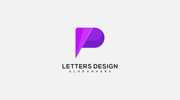 편지 P 로고 아이콘 디자인 서식 파일 요소