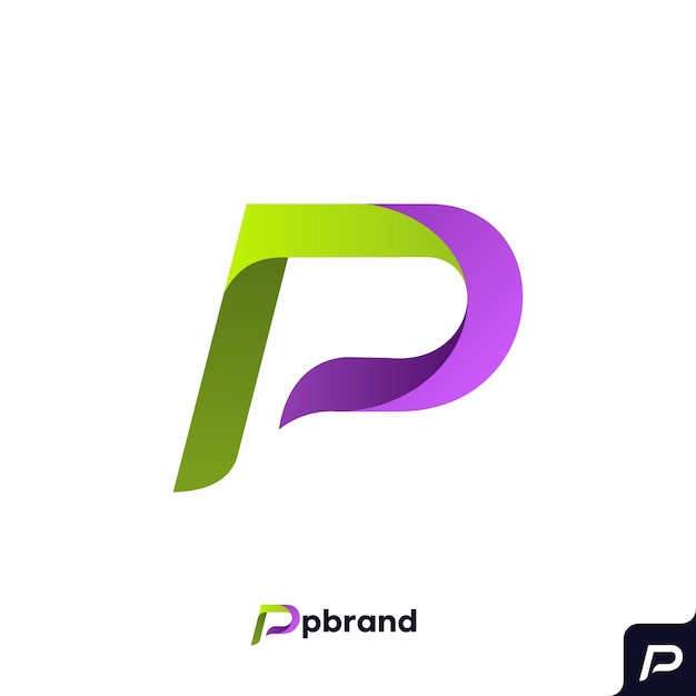편지 P 로고 아이콘 디자인 서식 파일