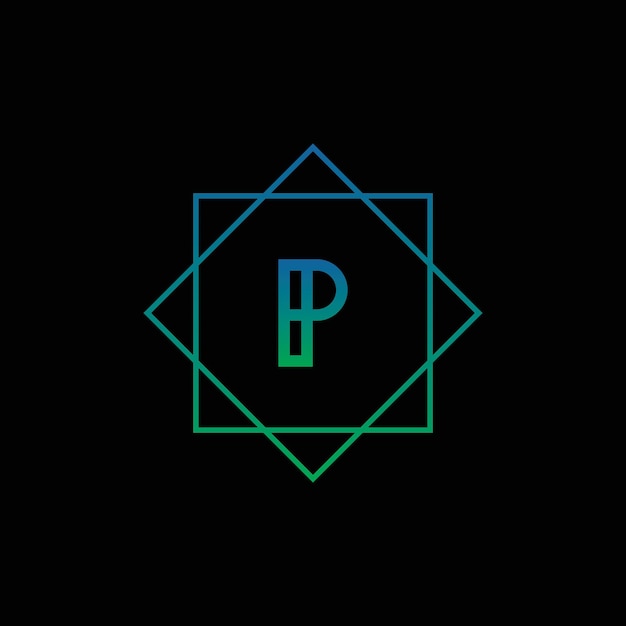 Letter p logo letter design vector on black background