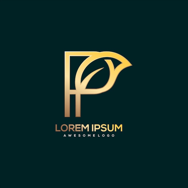 Letter p logo luxe gouden kleur illustratie