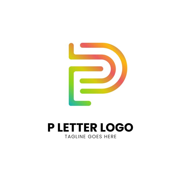 Vector letter p logo modern initial gradient color natural vector icon illustration stock design