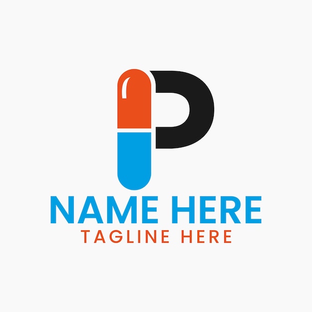 Letter P Medicine Logo Design Concept met stapelsymbool