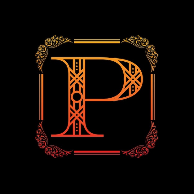 Vector letter p met ornament