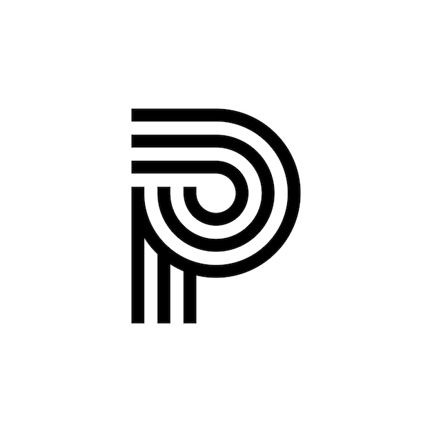 Disegno del logo con la lettera p monogramma