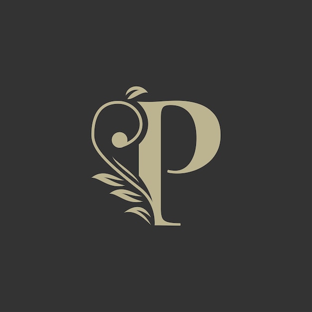 Vector letter p nature leaves logo