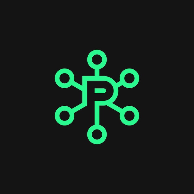 Letter p network link connection logo