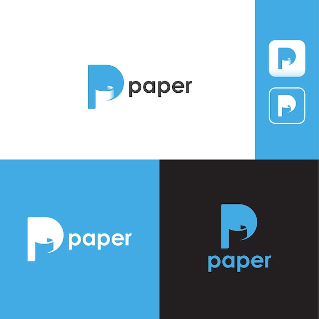 Vector letter p paper simple and minimalist logo template