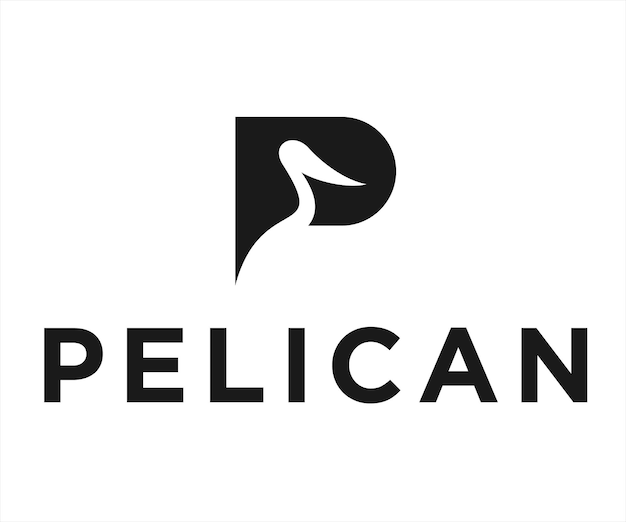 буква p пеликан дизайн логотипа векторная иллюстрация