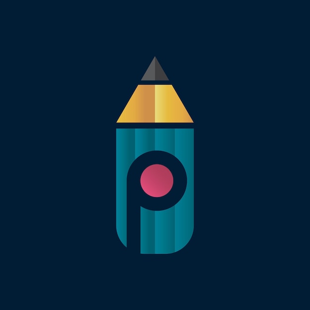 Letter p pencil logo design