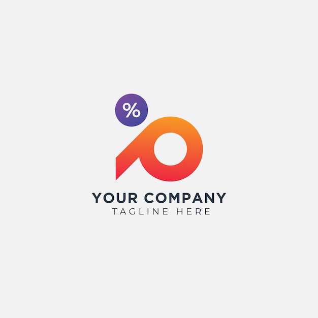 Letter p percentage logo design template