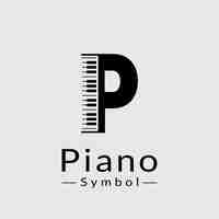 Vector letter p and piano logo design inspiration