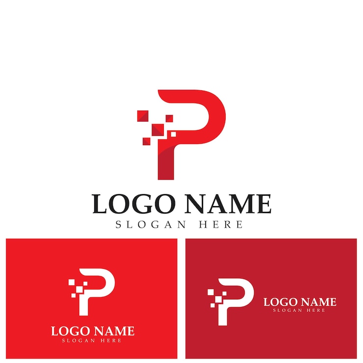 Vector pixel logoテンプレートの文字p
