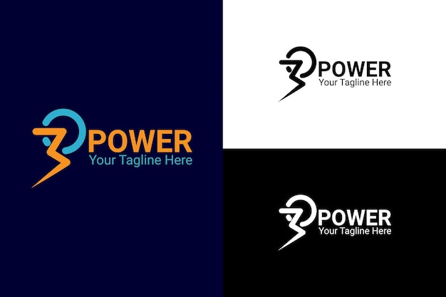 Letter p and power logo