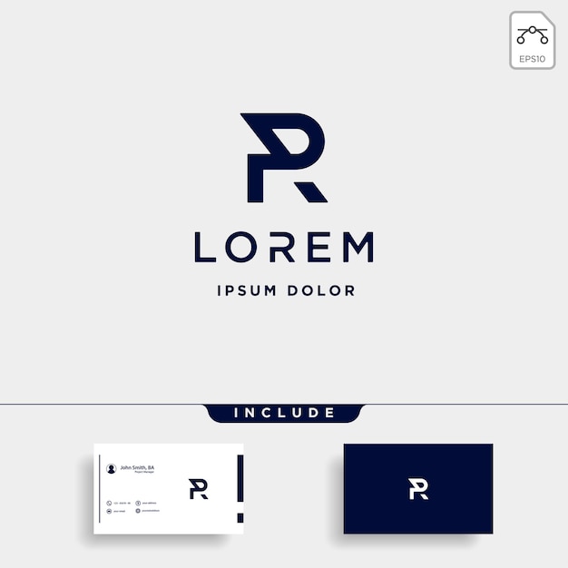 Letter P PR RP Monogram Logo Design Minimal Icon With Black Color