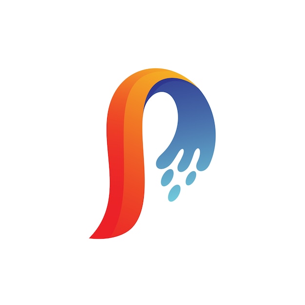 Letter P Splash Logo Vector