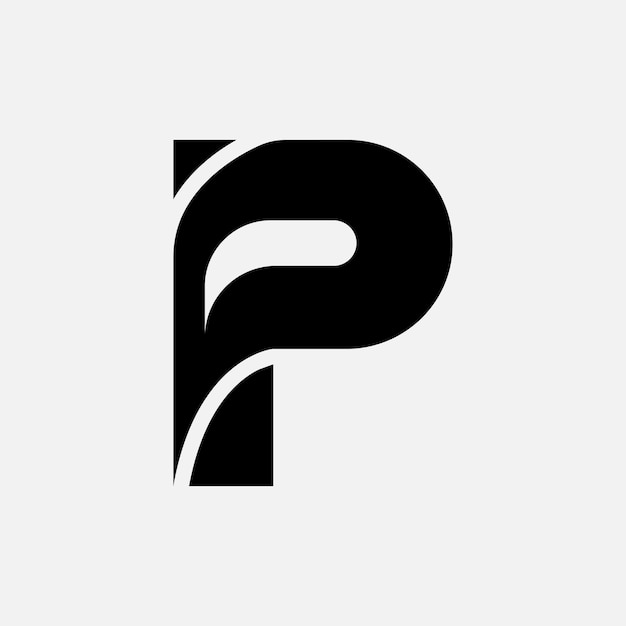 P 글자 스타일리시 컨셉 플래트 로고 디자인