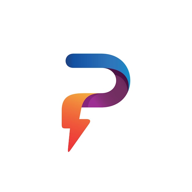 Letter P thunder logo design