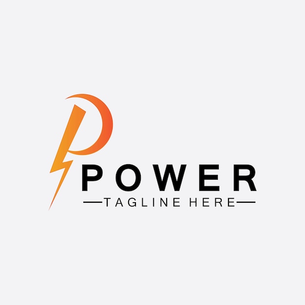 Letter P thunder power logo vector illustration design