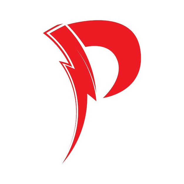 Letter P thunder power logo vector illustration design