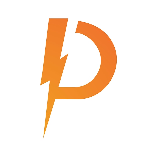 Letter P thunder power logo vector illustration design