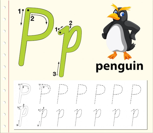 Letter P tracing alphabet worksheets