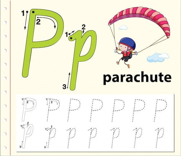 Letter P tracing alphabet worksheets