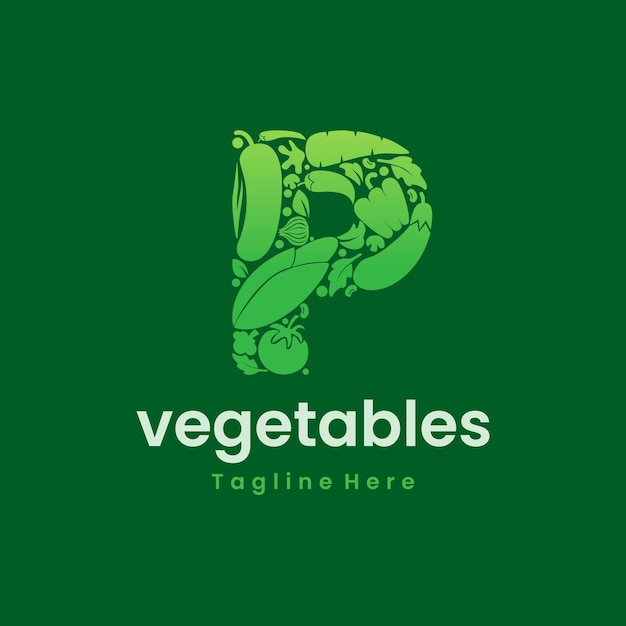 Letter P Vegetables Logo Vector