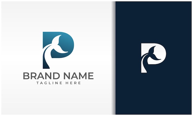 Vector letter p whale tail logo