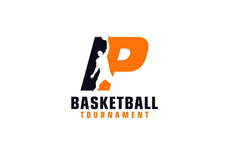 Letter P with Basketball Logo Design Vector Design Template Elements for Sport Team