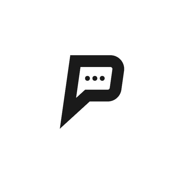Буква p с векторной иллюстрацией дизайна логотипа символа чата для консалтинговой компании