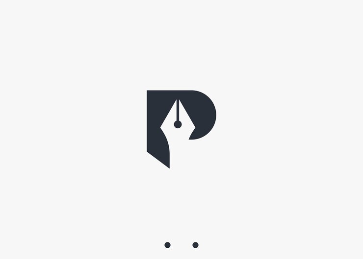 Vector letter p with pen logo design vector silhouette illustration