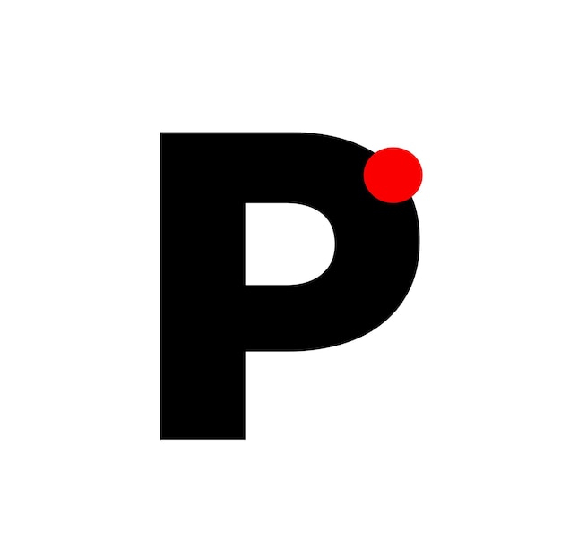 Letter P with a red dot P company monogram