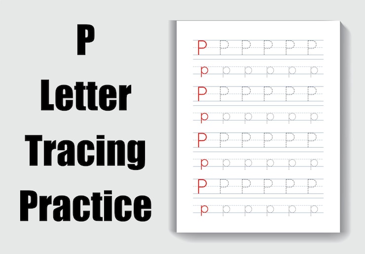Vector letter p worksheet template design