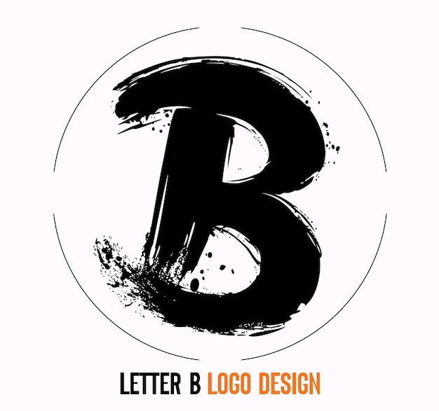 Vector letter paint stroke symbol b b brush stroke letter logo design black paint logo letter b