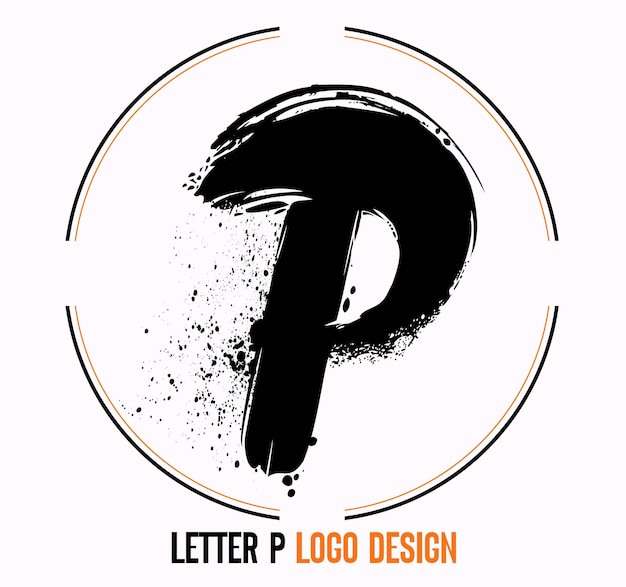 буква краска штрих символ PP мазок кистью письмо дизайн логотипа черная краска логотип буква значок P