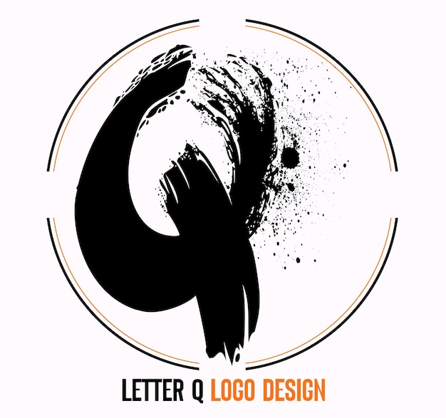 letter paint stroke symbol Q Q Brush Stroke Letter Logo Design Black Paint Logo Letter Icon Q