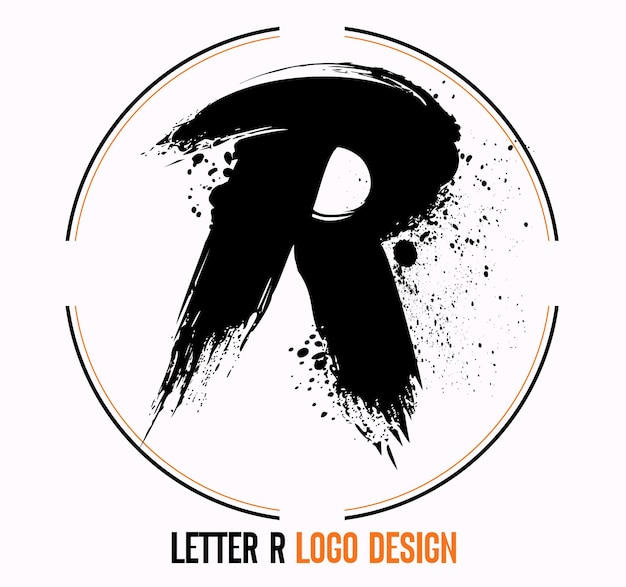 письмо краска штрих символ RR Brush Stroke Letter Logo Design Black Paint Logo Letter Icon R