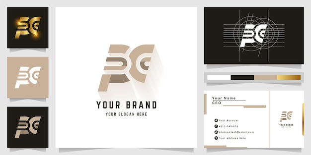 Letter PC or FC monogram logo with business card design