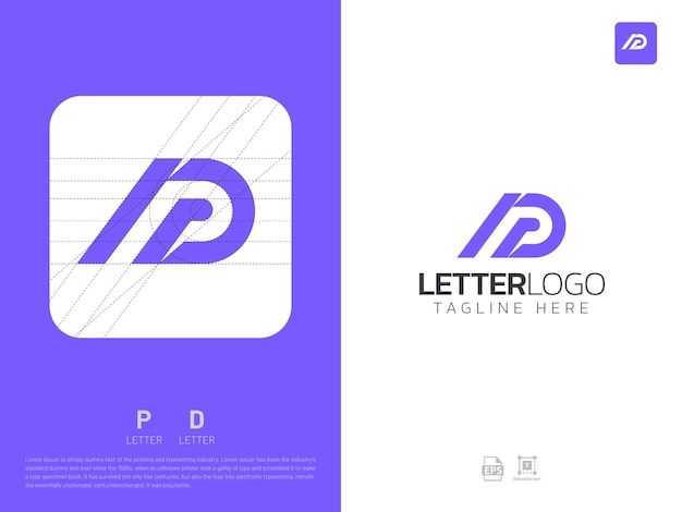 Letter PD monogram initiaal logo geometrisch modern verlooprasterlogo