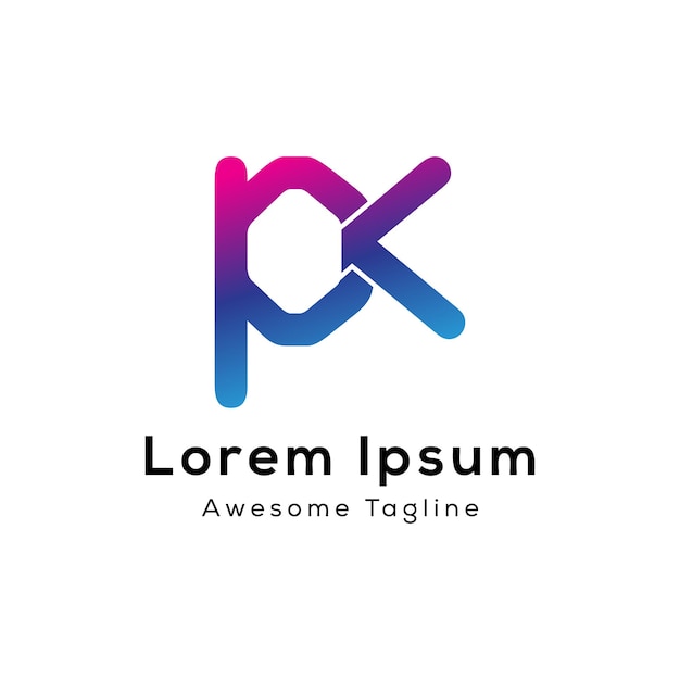 letter pk logo design icon